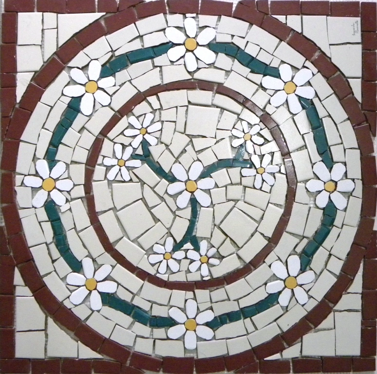Mandala Mosaico Floral Venezia Cerâmico Quadrado - 130cm
