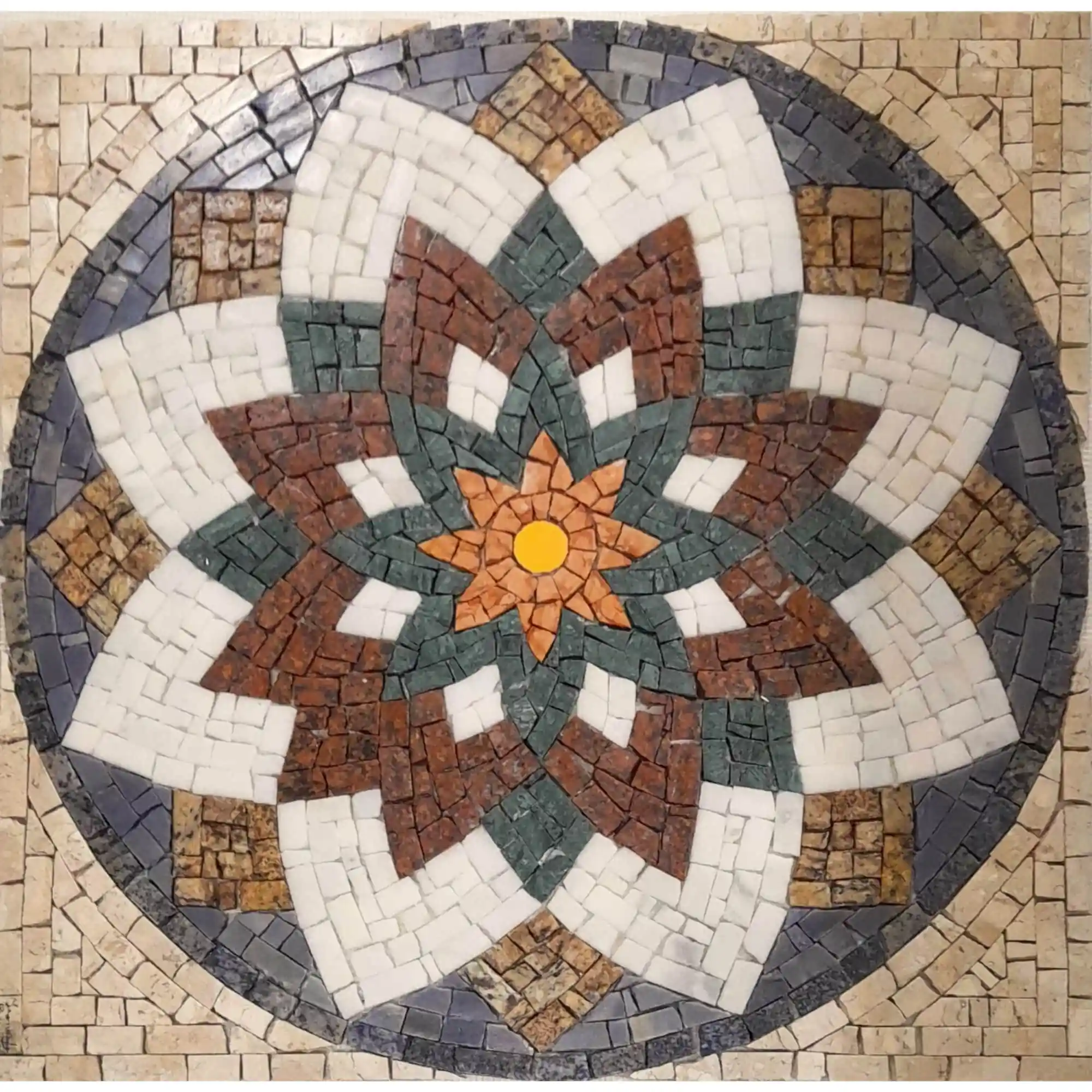 Mandala Indiana Piso Mosaico Estrela Do Oriente - 120cm