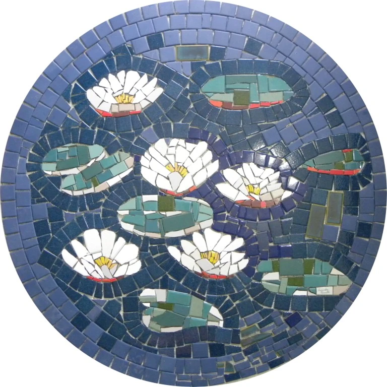 Mandala Mosaico Floral Nenúfares De Monet Ii Em Cerâmica - 130cm
