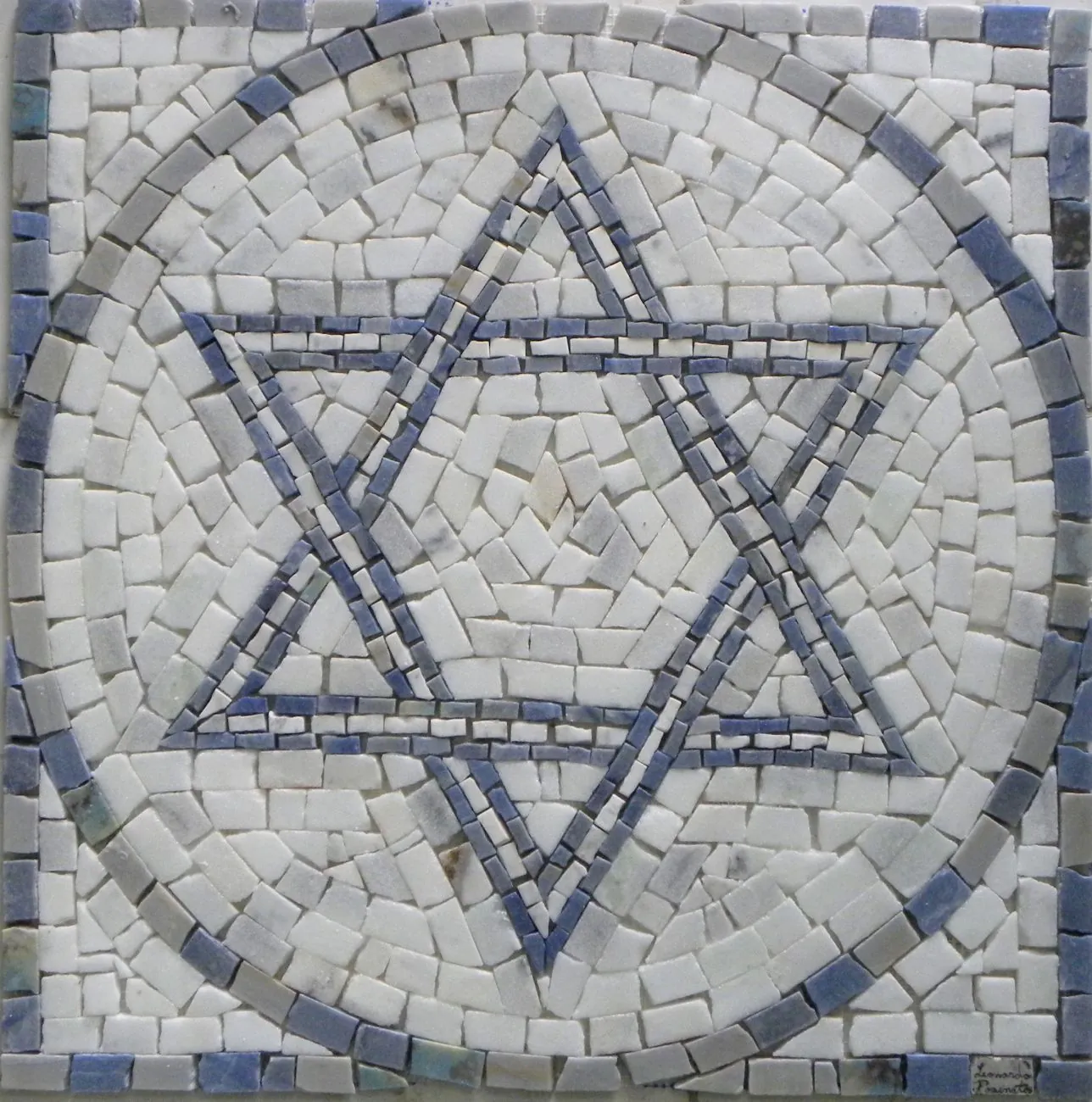 Mandala Simbólica Estrela De David I Nas Cores De Israel - 60cm