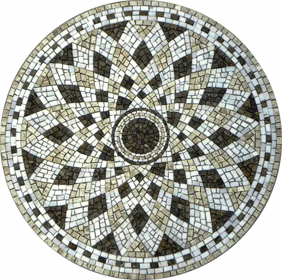 Piso Em Mosaico Romano Semente De Girassol I - 150cm