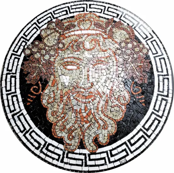 Piso Em Mosaico Romano O Deus Bacco - 150cm