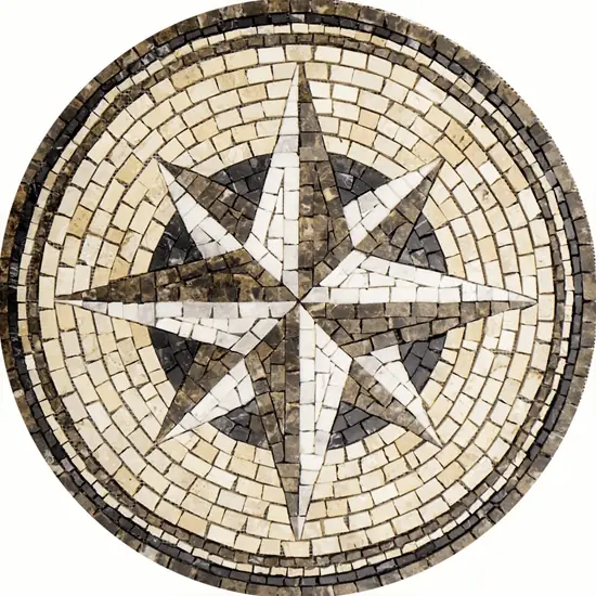 Rosa Dos Ventos Em Mosaico Exclusivo - 120cm