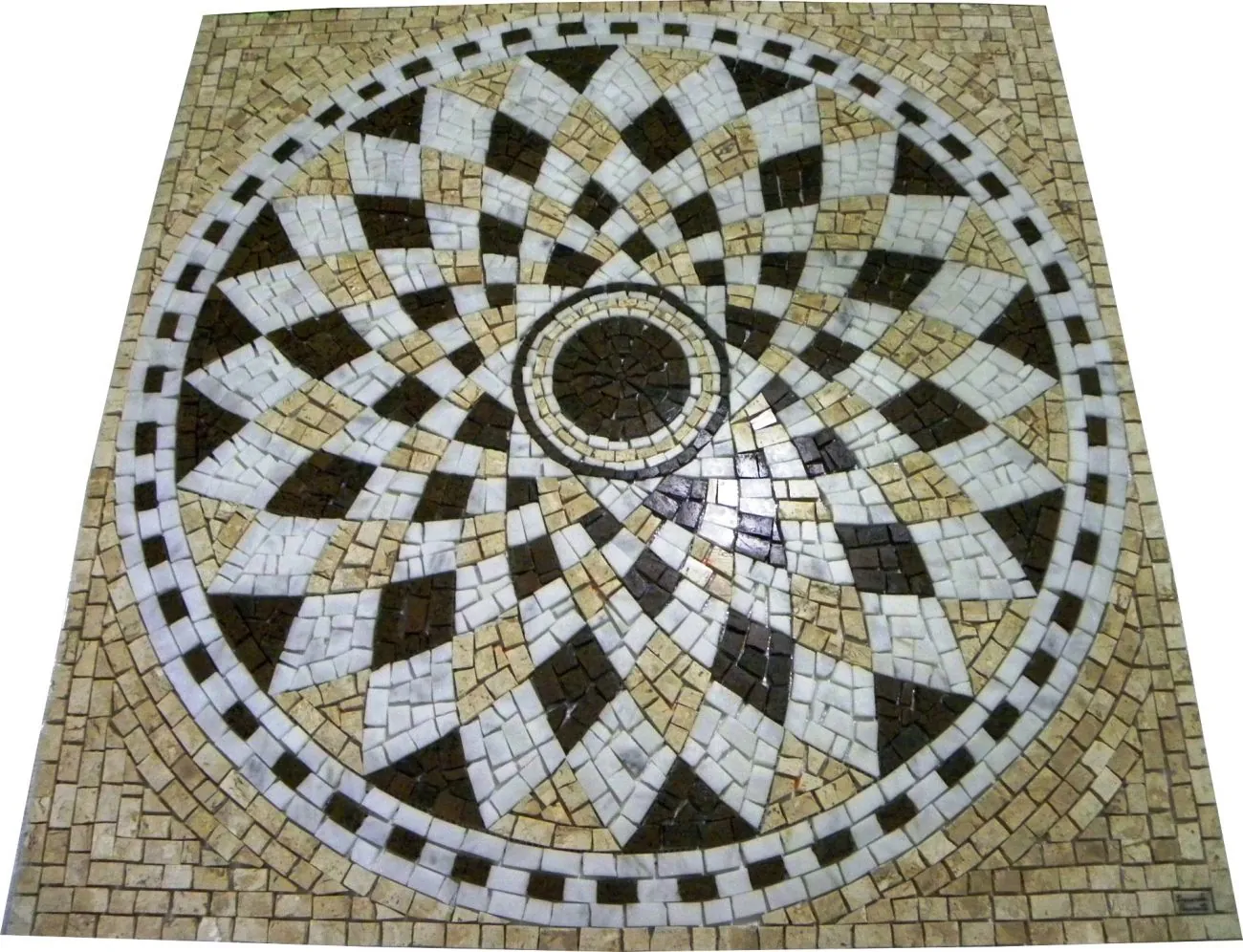 Piso Em Mosaico Romano Semente De Girassol Ii - 80cm