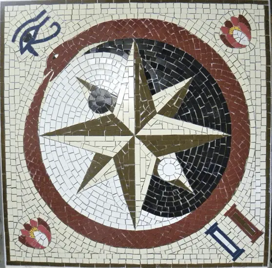 Piso Maçom Em Mosaico Ii Feito Com Cerâmicas E Porcelanas - 90cm