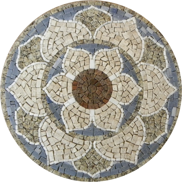 Mandala Indiana Piso Mosaico Lótus Iii - 120cm