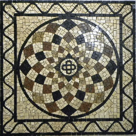 Piso Em Mosaico Romano Semente De Girassol Colorato I - 80cm
