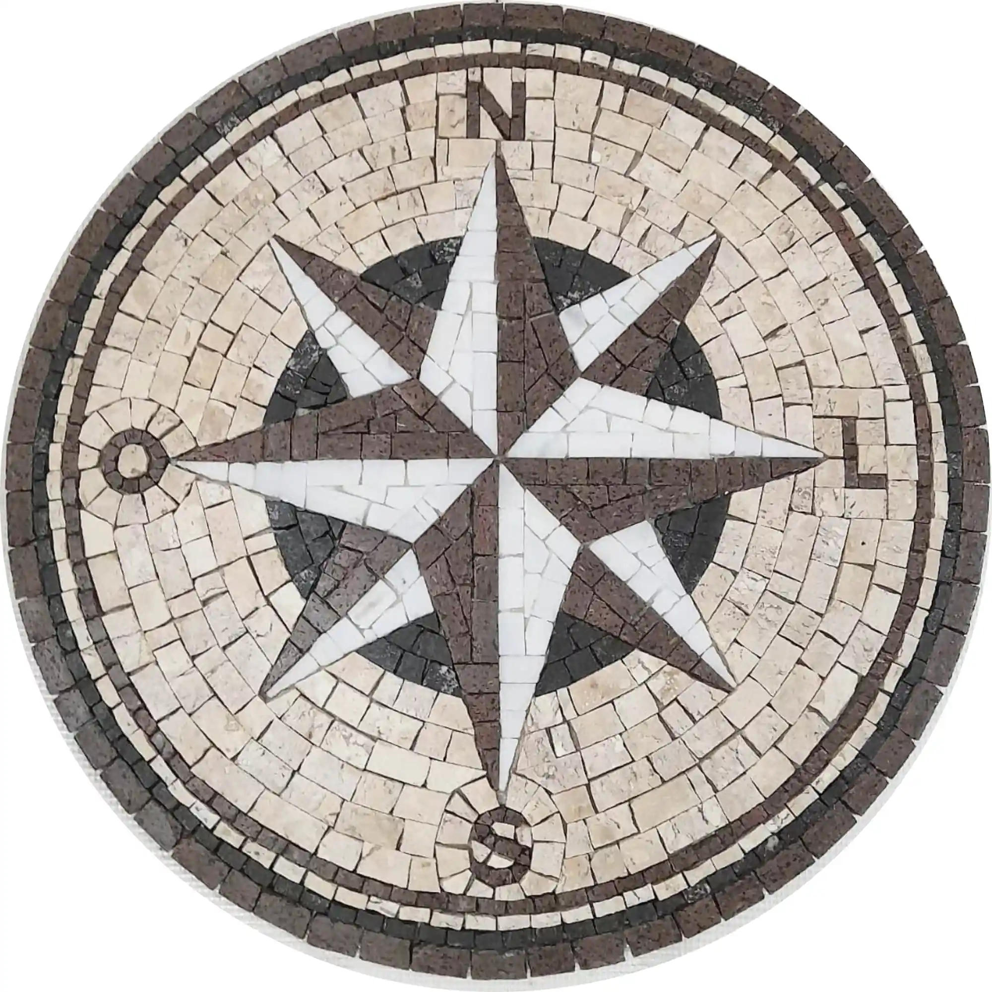 Rosa Dos Ventos Em Mosaico Com Pontos Cardeais - 150cm