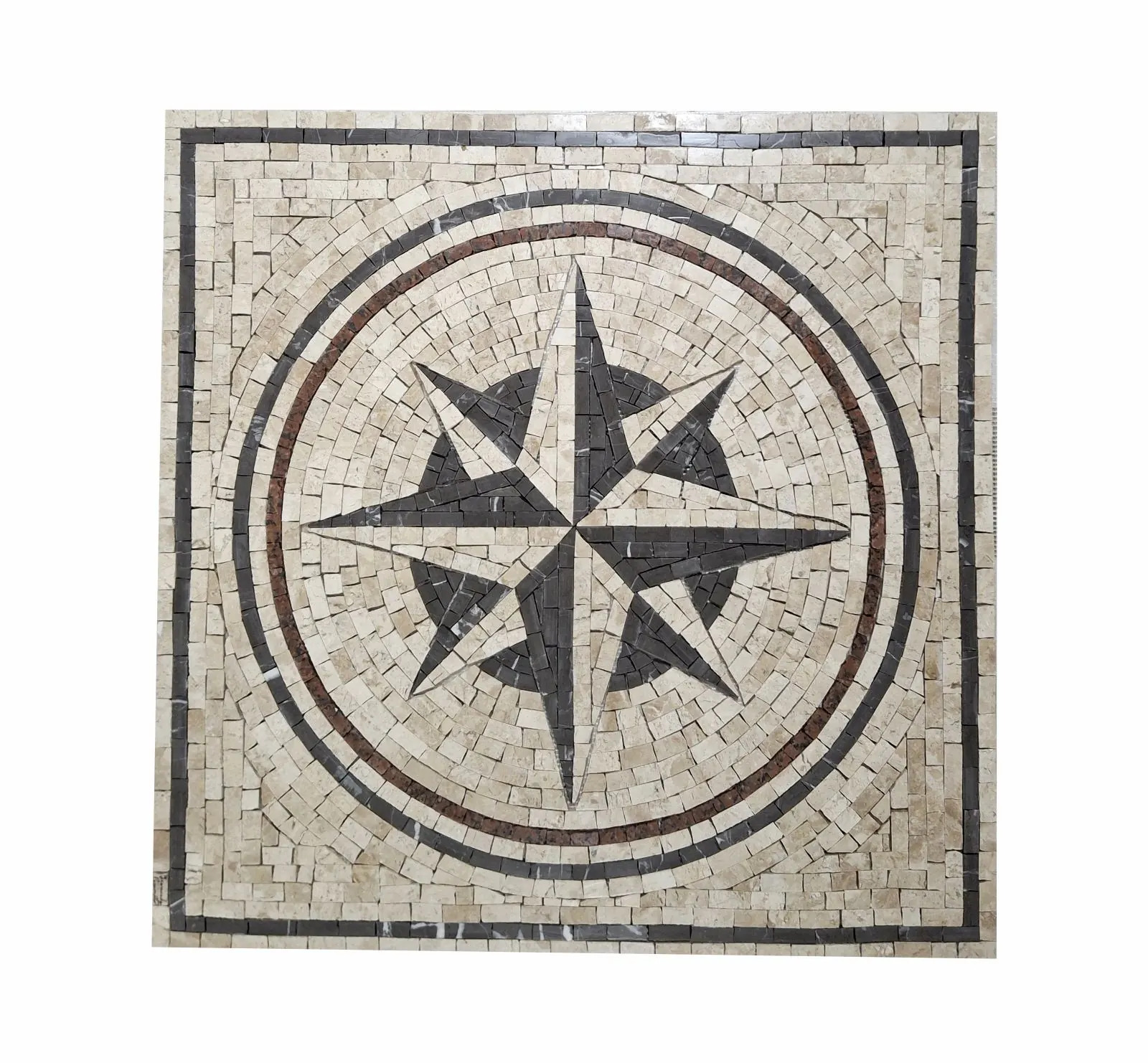 Rosa Dos Ventos Em Mosaico Para O Hall De Entrada - 120cm
