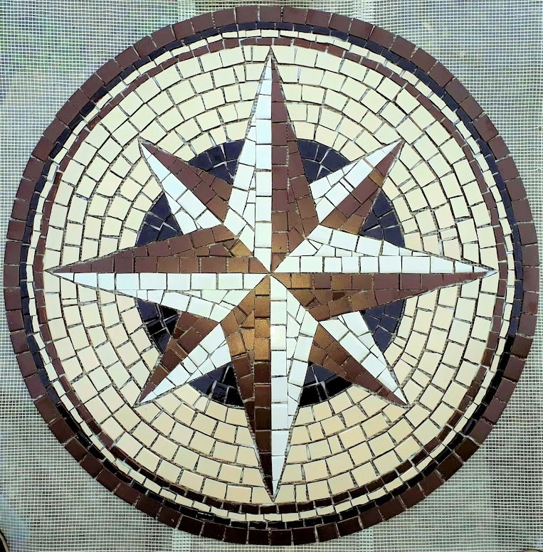 Rosa Dos Ventos Em Mosaico Cerâmicas - 150cm
