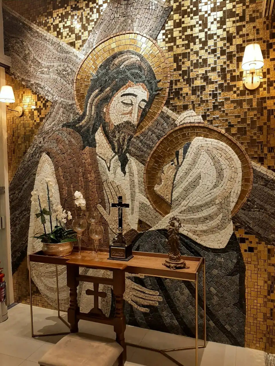 Mosaico Encontro De Jesus E Maria I - Quarta Estação Da Via Sacra - 200x300cm