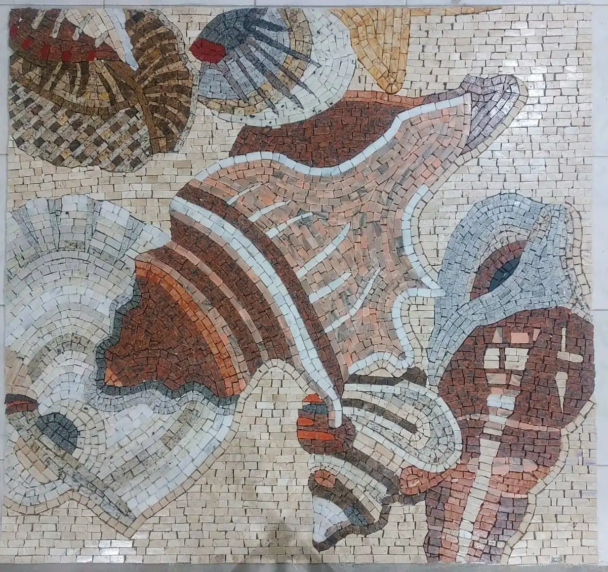 Rosone Mosaico Contemporâneo Conchas Do Mar - 150x160cm