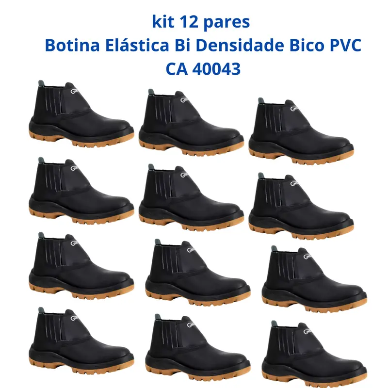 Kit 12 Pares Botina Epi Bico Pvc Segurança Crival Ca 40043 38 Preto