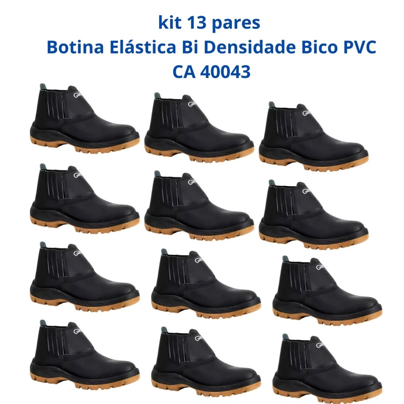 Kit 13 Pares Botina Epi Bico Pvc Segurança Crival Ca 40043 34 Preto