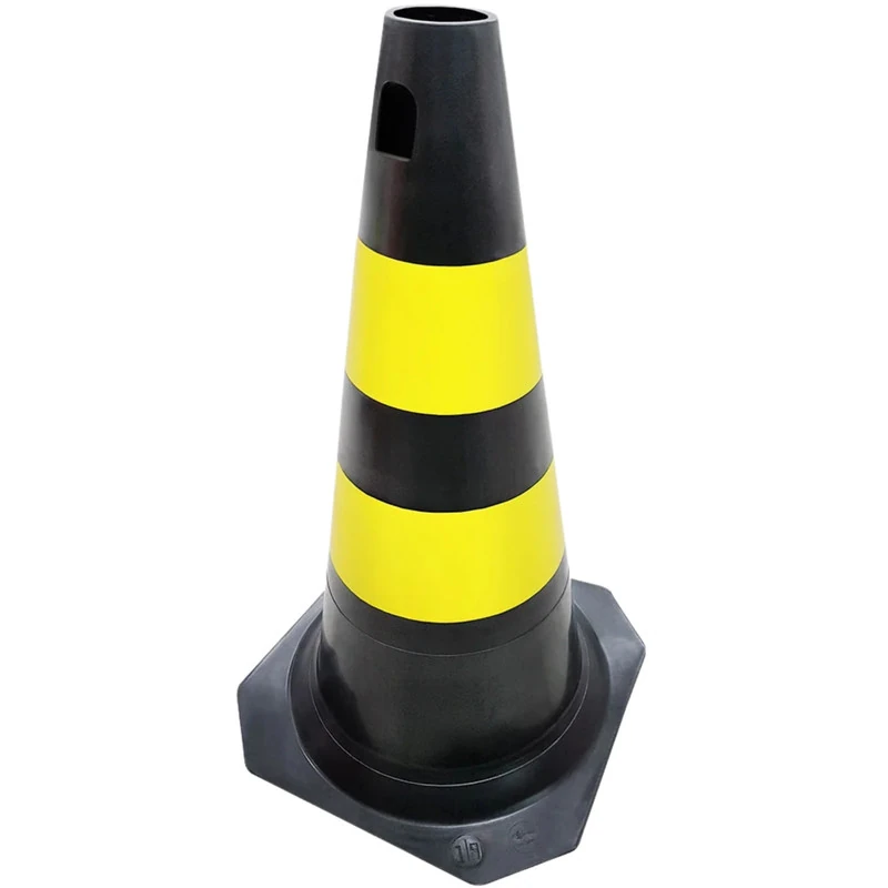 Cone Sinalização Preto E Amarelo 50cm Pltz Plastcor