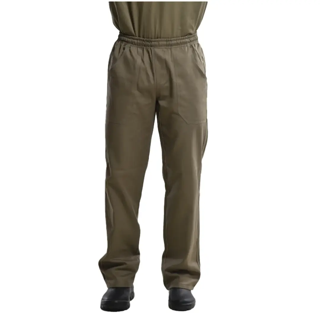 Calça Profissional Uniforme Trabalho Pesado Brim Elástico Total Cordão 58 Caqui Caqui