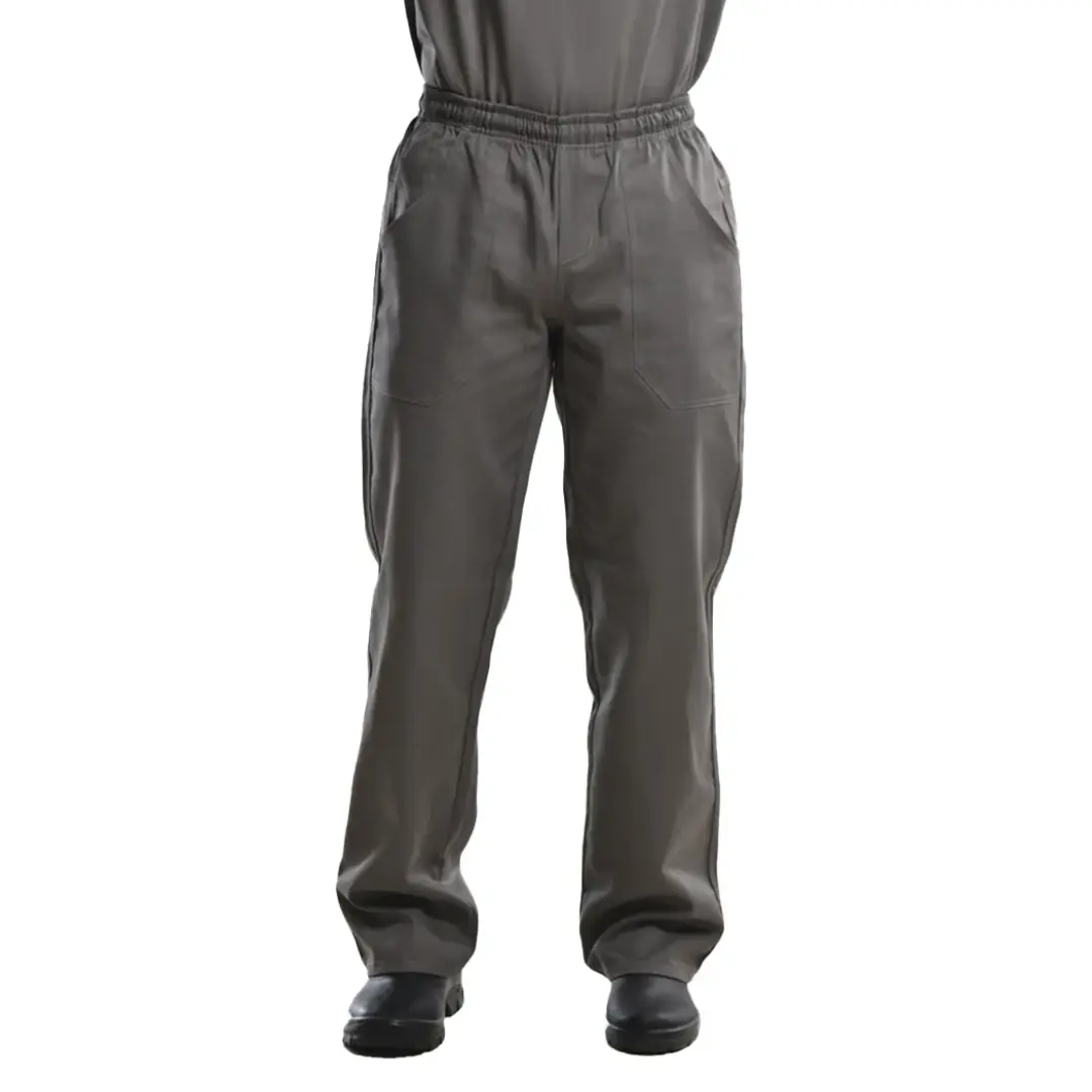 Calça Profissional Brim Pesado Elástico Total Cordão Cinza 48 Cinza