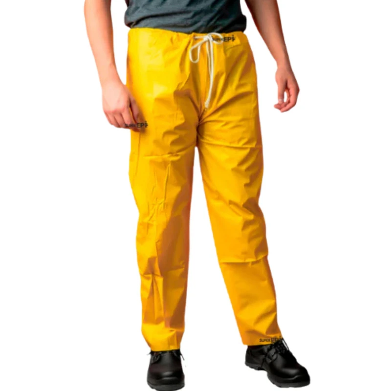 Calça De Pvc Forrada Impermeavel Motociclista Amarela Plastcor Ca 36551 Xg