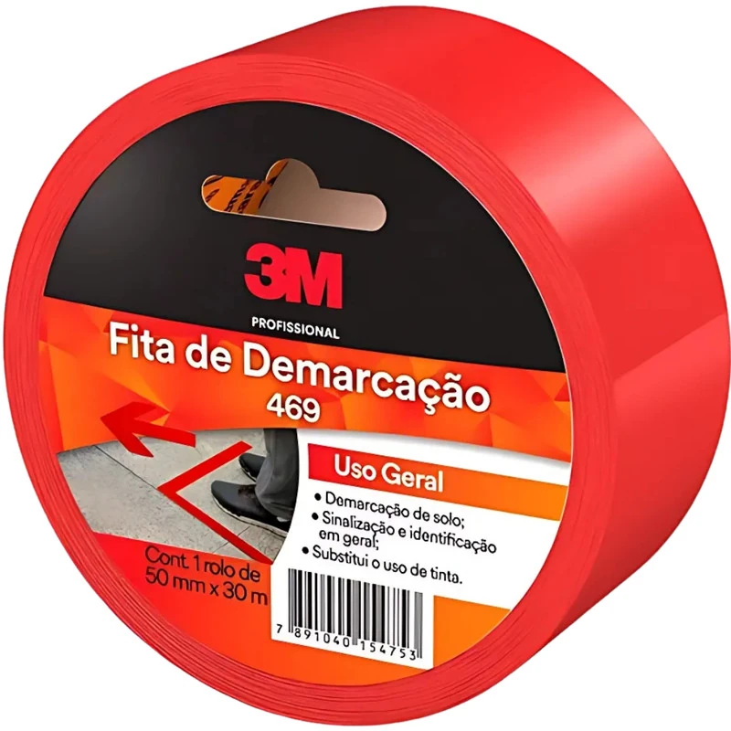 Fita De Demarcação Resistente Solo 3m Vermelha 50mm X 10m