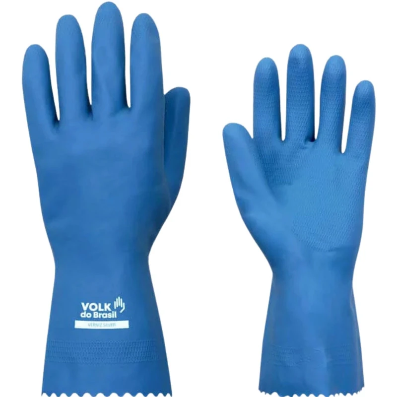 Luva Limpeza Multiuso Látex Verniz Silver Slim Azul Volk Ca 37277 Amarela G