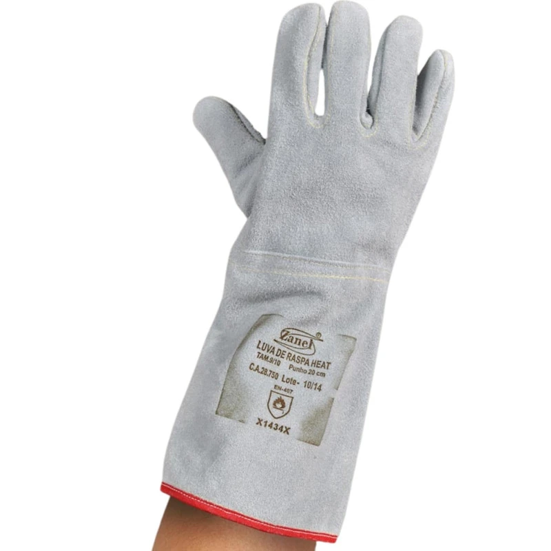Luva Proteção Heat Raspa Punho 30cm Zanel Forro Total Go150 Ca 28750