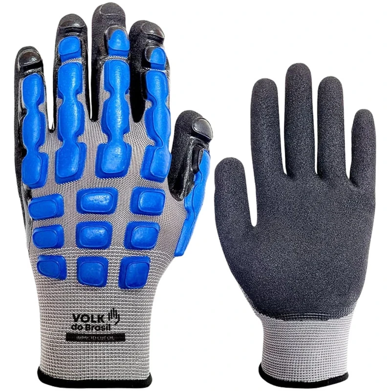 Luva Proteção Impacto Cut Oil Full Volk Epi Ca 48587 Cinza Azul E Preto Eg