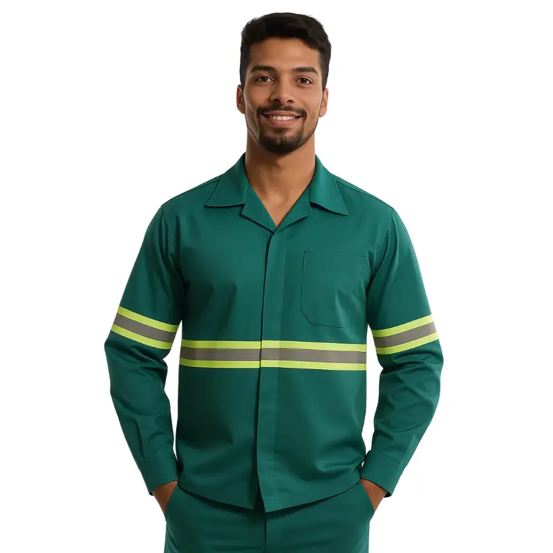 Camisa Profissional Aberta Mangas Longas Faixa Refletiva Sitel Neon Verde Gg Verde