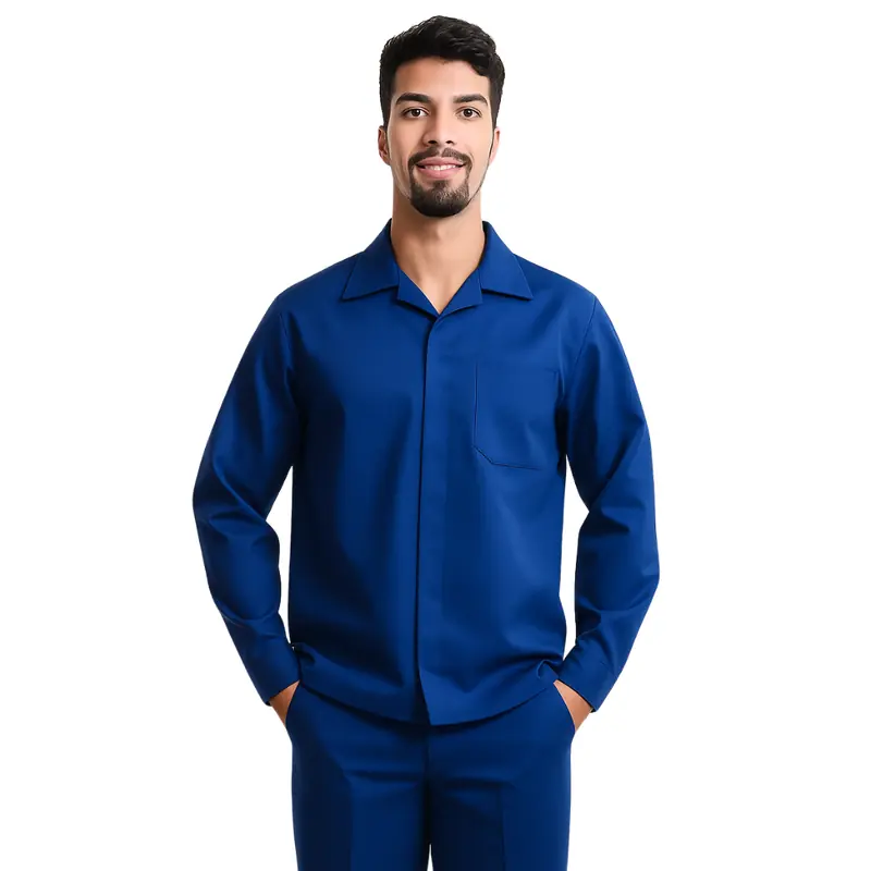 Camisa Profissional Trabalho Pesado Aberta Mangas Longas Botões Azul Royal Gg Azul Royal