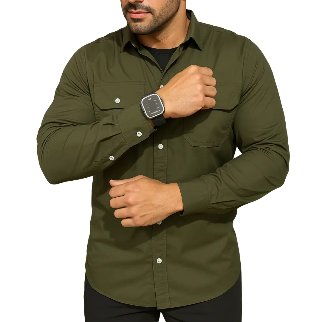 Camisa Profissional Masculina Manga Longa Modelo Pescador Trabalho Uv 50+ P Verde Musgo