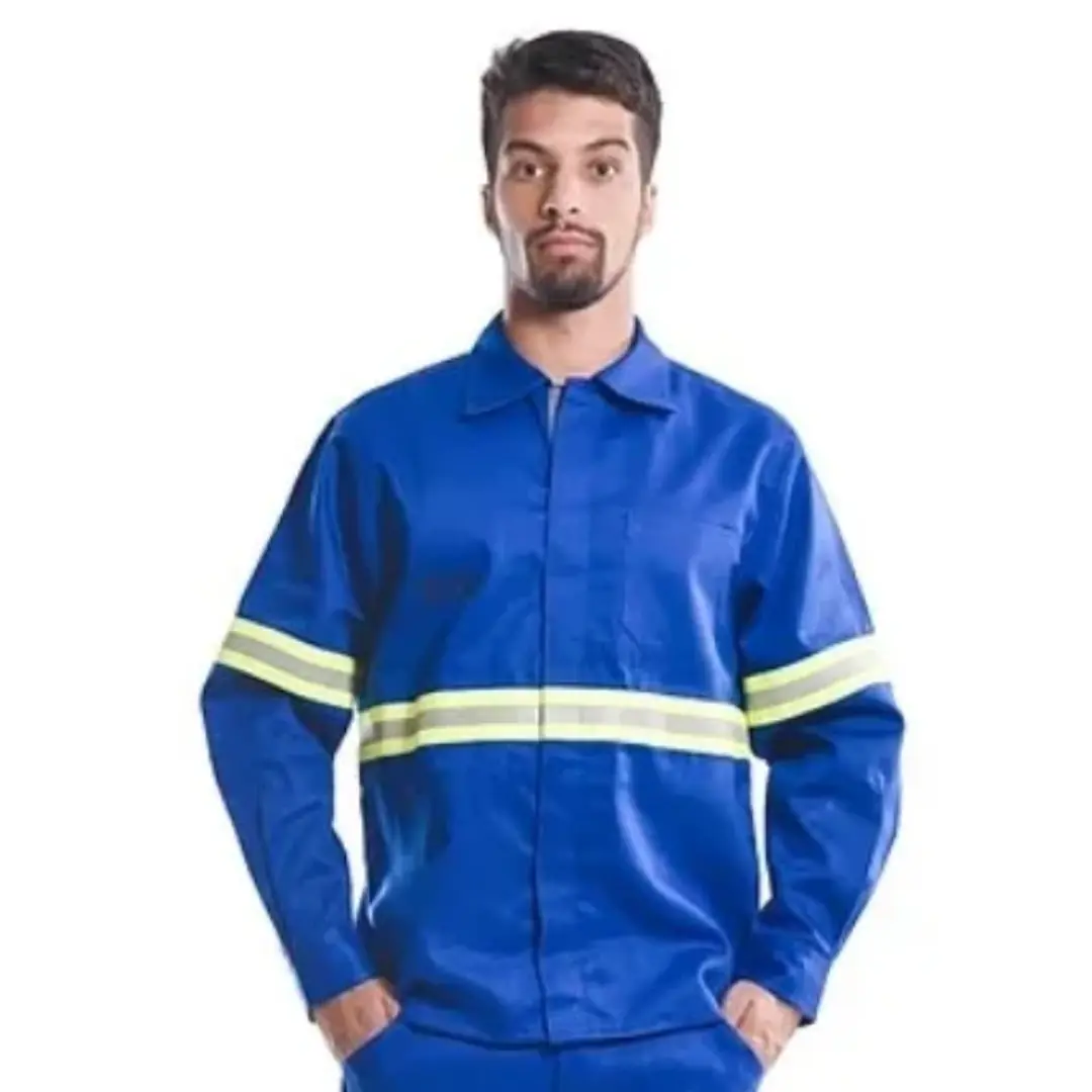 Camisa Profissional Eletricista Nr10 Manga Longa Faixa Refletiva Sitel Neon Azul Royal M Azul Royal