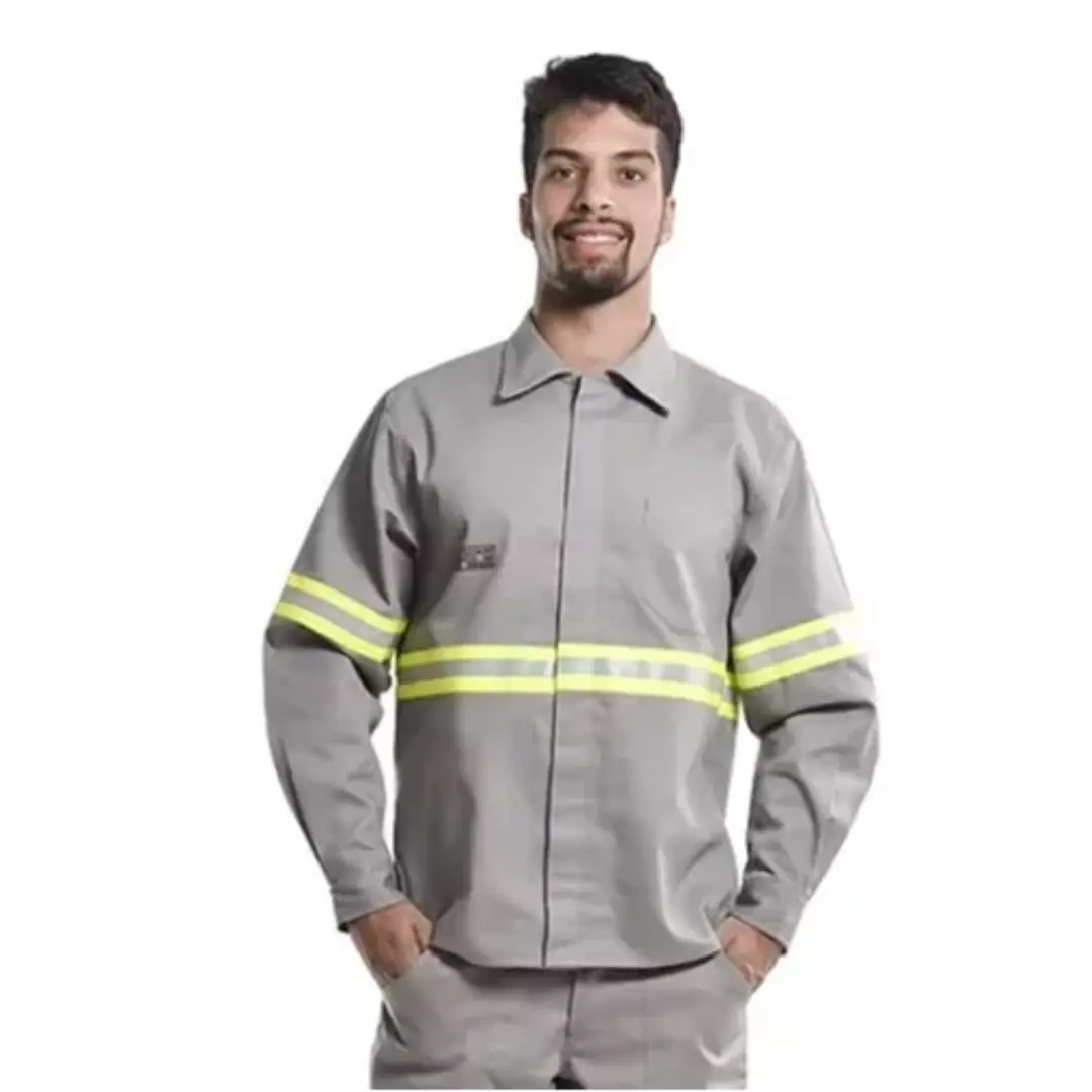 Camisa Profissinal Eletricista Nr10 Manga Longa Faixa Refletiva Sitel Neon Cinza Gg Cinza