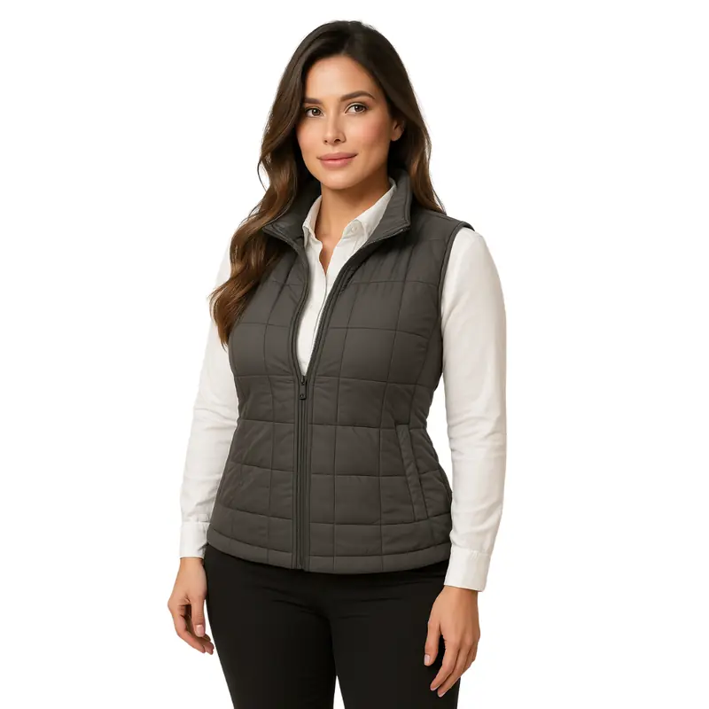 Colete Profissional Nylon Puffer Forro Zíper Feminino Cinza Pp Cinza
