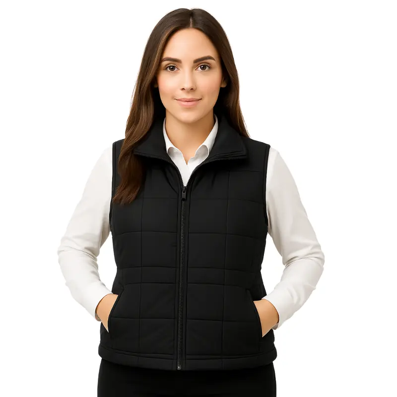 Colete Profissional Nylon Puffer Forro Zíper Femino Preto Pp Preto