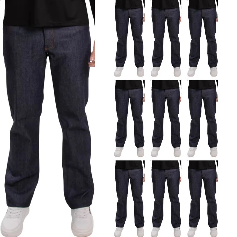 Kit 05 Calças Profissional Uniforme Trabalho Pesado Brim Metade Elástico  56 Jeans Azul