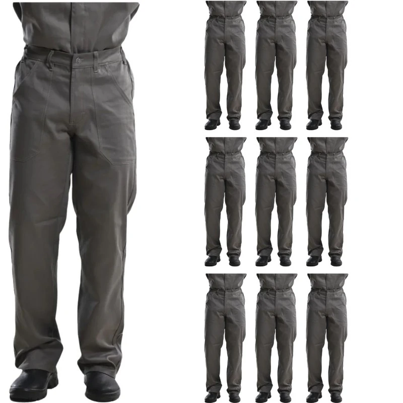 Kit 05 Calças Profissional Uniforme Trabalho Pesado Brim Metade Elástico  46 Cinza