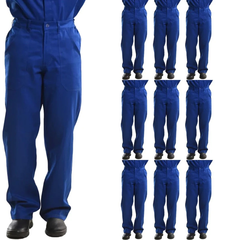 Kit 05 Calças Profissional Uniforme Trabalho Pesado Brim Metade Elástico  48 Azul Royal