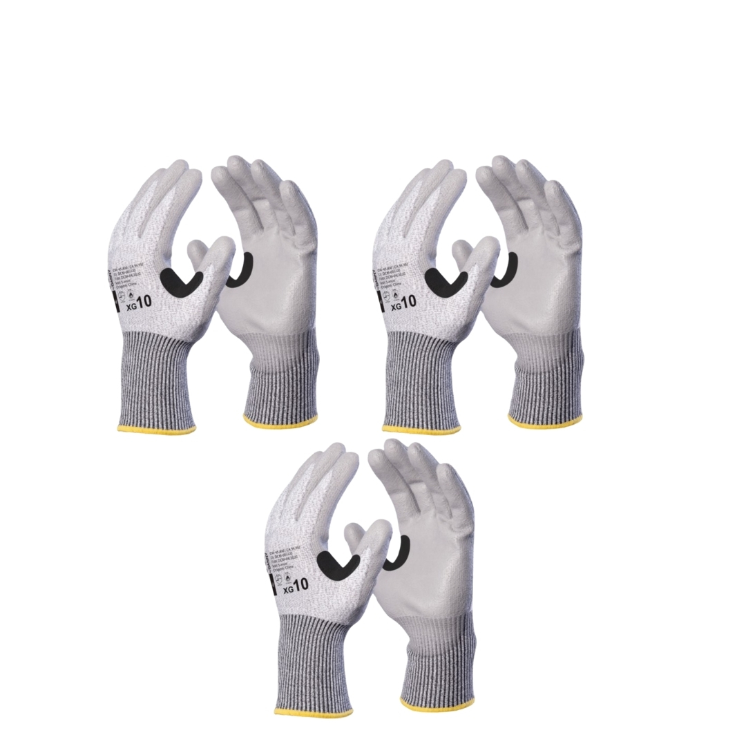 Kit 03 Luvas Proteção Flexcut Anti-corte Pu Punho Curto Danny Epi Ca 33997 Cinza Xg