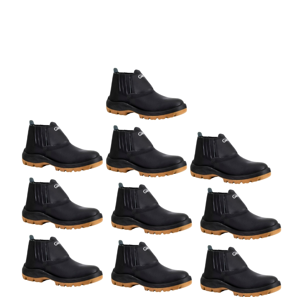 Kit 10 Pares Botina Epi Bico Pvc Segurança Crival Ca 40043 45 Preto