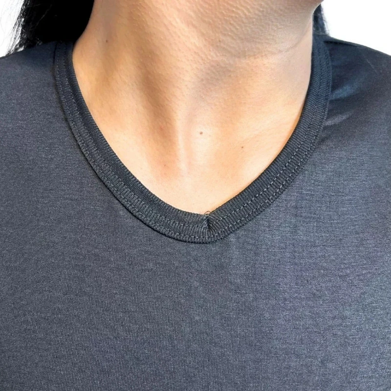 Blusa Camiseta Feminina Baby Look Básica Gola V Pp Preta