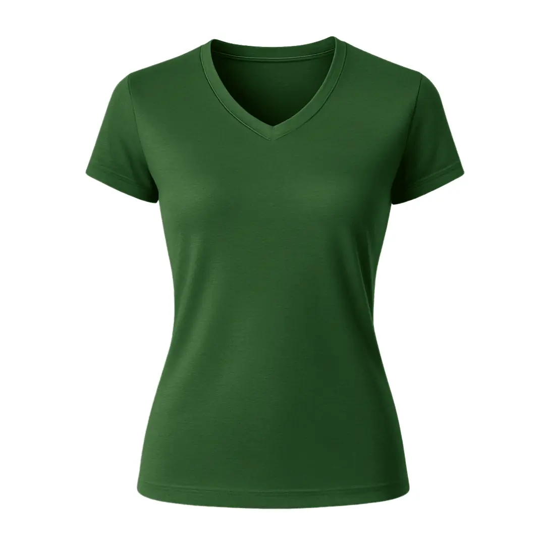 Blusa Camiseta Feminina Baby Look Básica Gola V Pp Verde Musgo