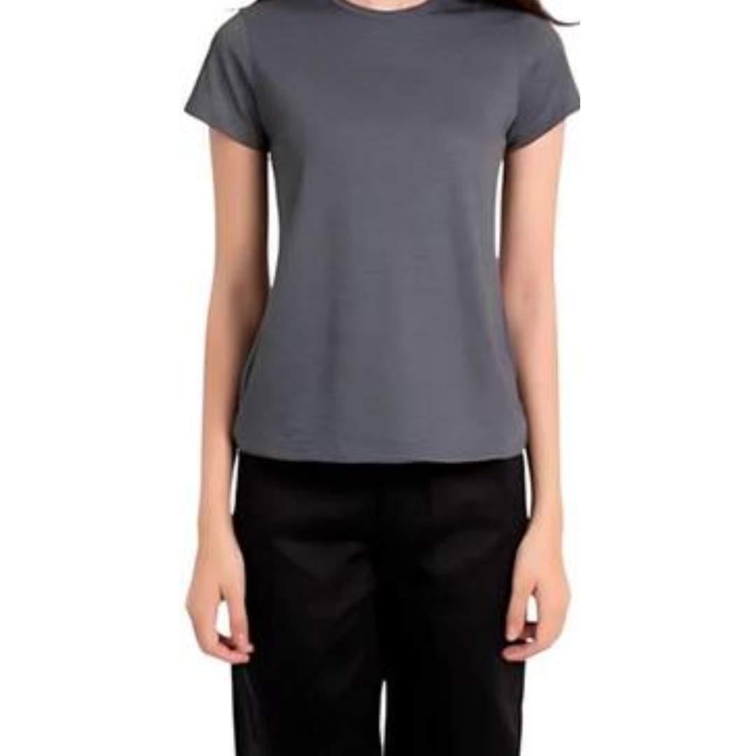 Blusa Camiseta Feminina Baby Look Básica Gola Redonda P Preta Mescla