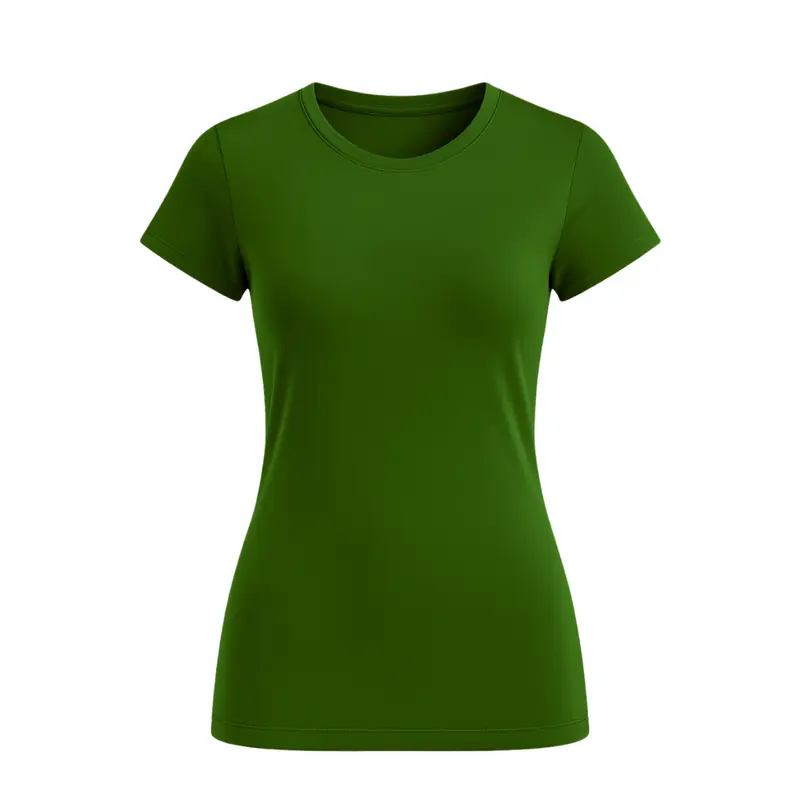 Blusa Camiseta Feminina Baby Look Básica Gola Redonda Pp Verde Musgo