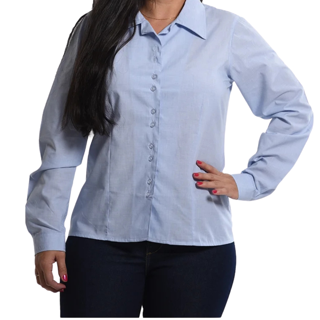 Camisete Fil Fil Manga Longa Azul Plácido P Azul Plácido