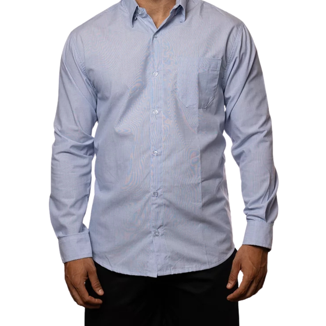 Camisa Fil Fil Manga Longa Azul Plácido P Azul Plácido