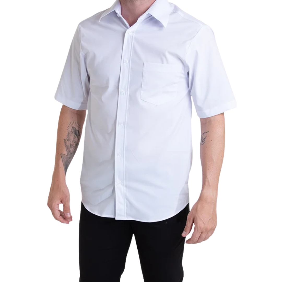 Camisa Tricoline Manga Curta Branco Pp Branco