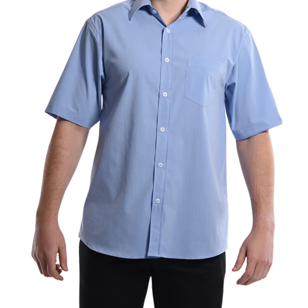 Camisa Tricoline Manga Curta Azul Plácido Azul Plácido G