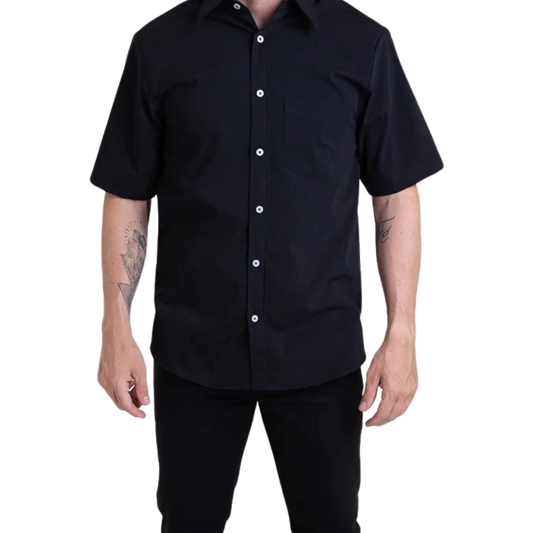 Camisa Tricoline Manga Curta Preto Pp Preto