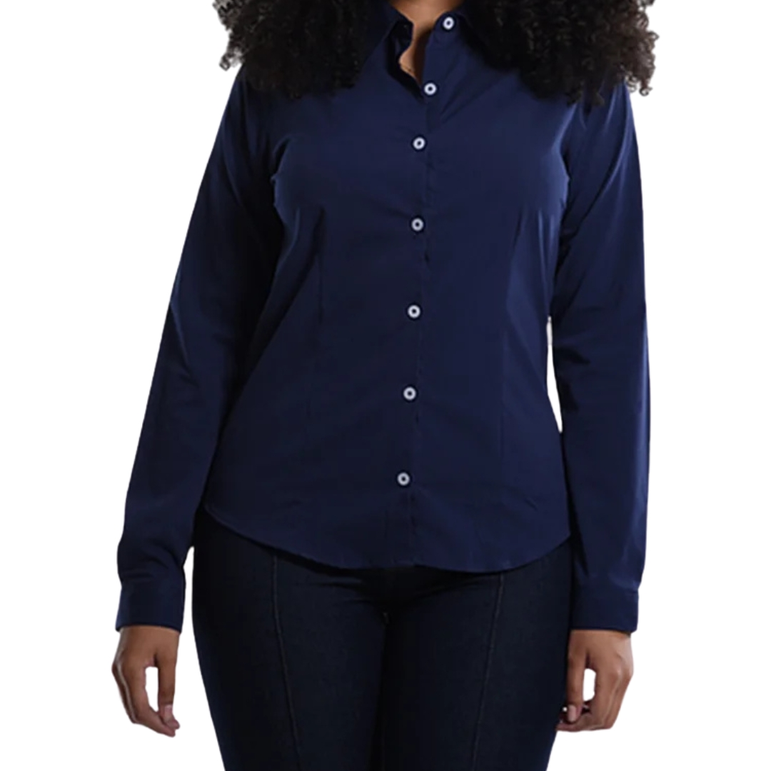 Camisete Tricoline Manga Longa Azul Noite  Pp  Azul Noite