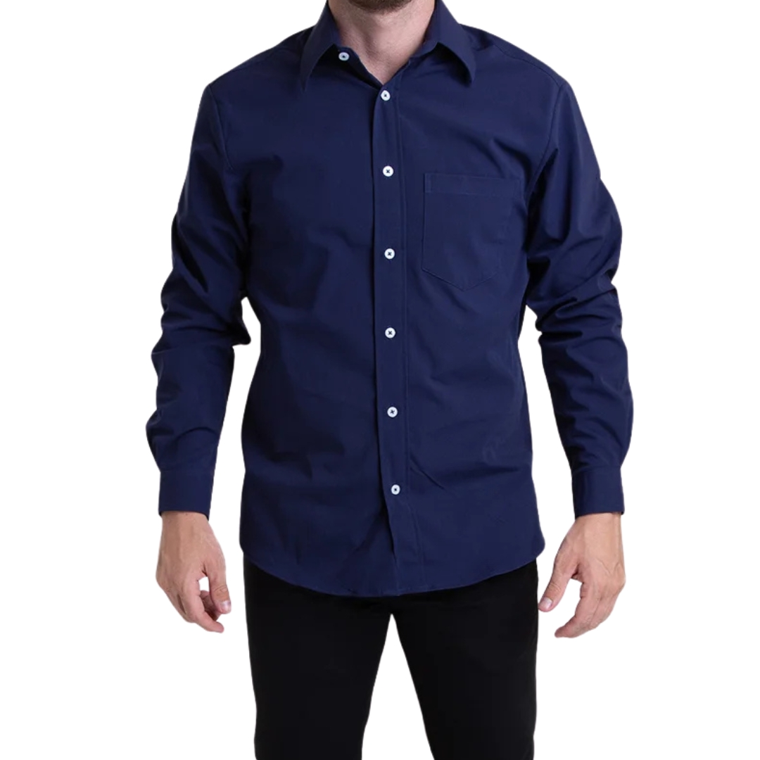 Camisa Tricoline Manga Longa Azul Noite Pp Azul Noite