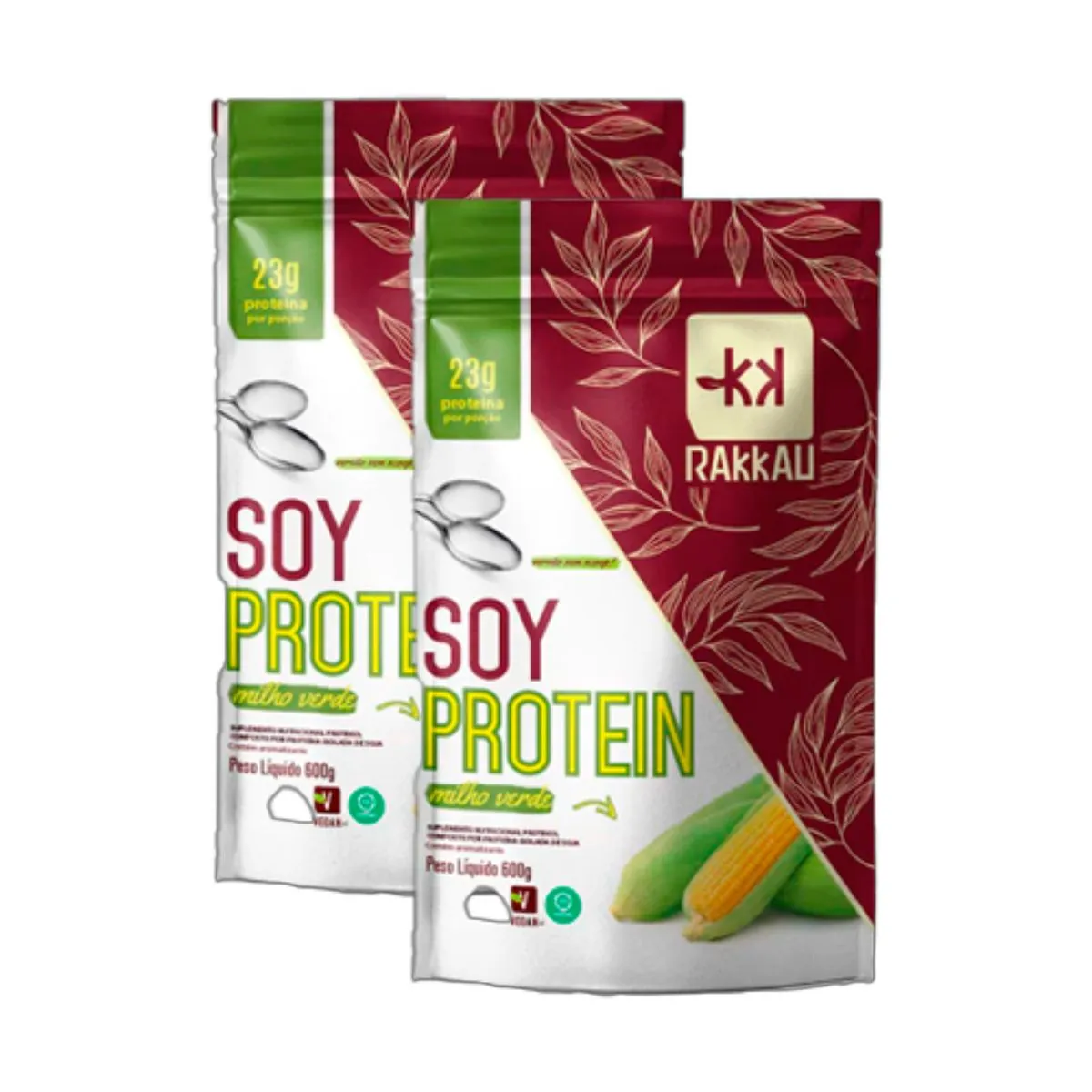 Kit 2X: Soy Protein Milho Verde Vegana Rakkau 600g